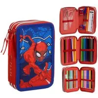 Spiderman Federmäppchen gefüllt – Schuletui & Stiftebox mit Zubehör für Kinder