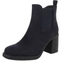 Ital-Design Eleganter Chelsea-Boot mit elastischem Einsatz und Sohle High-Heel-Stiefelette (90726836) Blockabsatz Stiefeletten in Dunkelblau