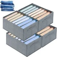 CALIYO Aufbewahrungsbox 2-Tlg Kleiderschrank Organizer Aufbewahrungsbox Schrank Organizer (4 St., Aufbewahrungsbox 7 Fächer, Schubladen-Ordnungssystem), Aufbewahrungsbox Schrank für Jeans Hosen T-Shirts Unterwaesche