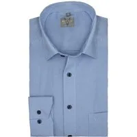 MARVELIS Businesshemd Comfort Fit, Blau Weiß kariert, Bügelfrei, New Kent Kragen Regular Langarm 64cm, 100% Baumwolle, Bügelfrei