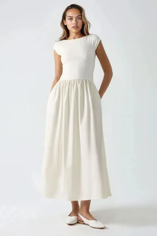 Kontrast Midi-Kleid