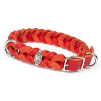 CopcoPet Hunde-Halsband Fettlederhalsband mit Dornschließe verchromt und Messing, Verchromt, Leder, Geflochten, Handarbeit