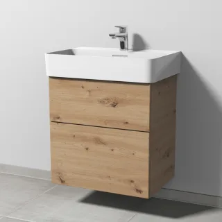 Sanipa 3way Waschtischunterbau zu Laufen VAL Waschtisch mit 2 Auszügen, Eiche Natural-Touch SM82185