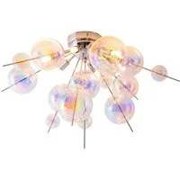 näve Deckenleuchte Explosion, ohne Leuchtmittel, irisierende, transparente Glaskugeln, für 6 x G9 Sockel, Ø 57 cm