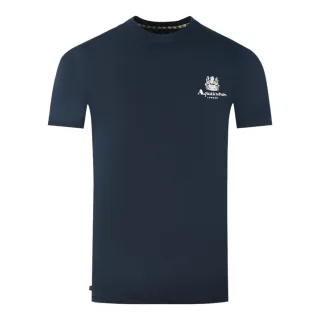 Aquascutum London Aldis Marke Logo auf Brust Marineblau T-Shirt