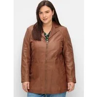 Sheego Allwetterjacke Leder-Jacke Langarm aus Lammnappa, mit Reverskragen