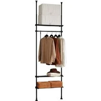 SoBuy Kleiderständer KLS07, verstellbarer offener Kleiderschrank mit Ablagen, Schlafzimmer, Verstellbares Garderobenstände mit 1 Kleiderstange und 3 Ablagen