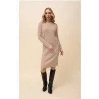 Passioni Strickkleid Knielang mit Zopfmuster