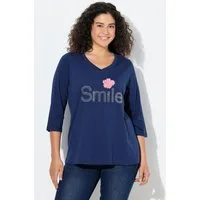 Ulla Popken T-Shirt Shirt Smile Classic V-Ausschnitt 3/4-Arm