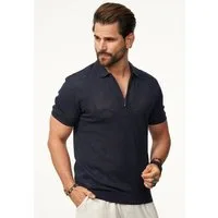 SOULSTAR Poloshirt mit Half-Zip Herren Kurzarm Strick Polo-Hemd T-Shirt