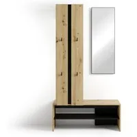 byLIVING Kompaktgarderobe Dielen - Set Nante (2-St) maximale Ordnung auf wenig Fläche mit Spiegel, Kleiderstange und Haken