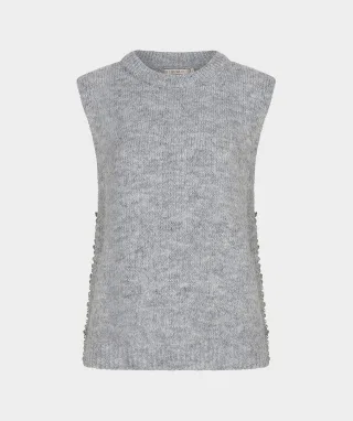 Esqualo - Strickweste mit Strass grau - Gr. - XS