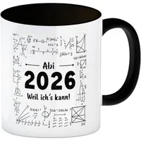 speecheese Tasse Abi 2026 weil ich es kann Kaffeebecher in schwarz für Abschluss