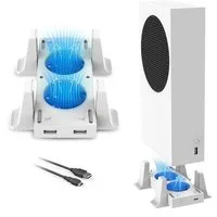 AURIVION Vertikaler Ständer mit Lüftern für die Xbox Series S-Konsole Controller (Set, 2 St., Lüfter mit 3 Geschwindigkeiten und USB-C Anschluss)
