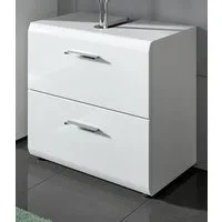 Inn.Furn Waschbeckenunterschrank Cover (Waschtisch Unterschrank in weiß Hochglanz, 60 x 54 cm) mit 2 Vollauszug Schubladen