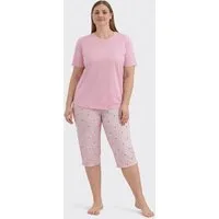 fashionshowcase Hausanzug Damen Schlafanzug große Größen – Pyjama Set mit Shorts & T-Shirt (2 tlg., 2-teiliges Set) lockerer Schnitt, modischer Frontprint & gemusterte Shorts