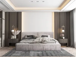 Polsterbett Doppelbett LEXIE 180x200cm Komplettset in Stoff Riviera Beige