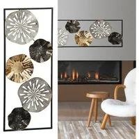 CEPEWA Kunstdruck Wanddeko aus Metall in Rahmen Wandkunst Blumen