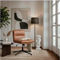 HOME DELUXE Drehstuhl LUYA, höhenverstellbar, Retro - Bürostuhl, Schreibtischstuhl im Cognac-Ton