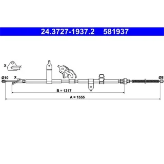 ATE Handbremsseil hinten links Daihatsu Charade Toyota Yaris