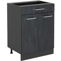 Vicco Unterschrank R-Line, Schwarz Beton/Anthrazit, 60 cm mit Schublade, ohne Arbeitsp... (1-St)