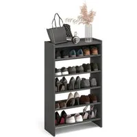 KOMTO Schuhregal Elexis 5 Schmal - Schuhablage Flur mit 5 Ebenen Offener Schuhschrank, Schuhschrank Schuh Organizer Platzsparend, 60 x 25 x 98 cm