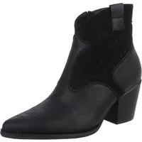 Ital-Design Eleganter Ankle Boot mit geschwungenen Details für Damen Westernstiefelette (90110085) Blockabsatz Stiefeletten in Schwarz
