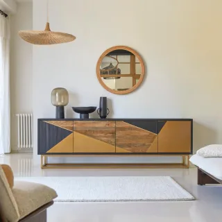 Buffet aus Eiche 240 cm Oscar von Tikamoon mit Messingfüßen