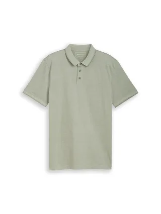 Denim Tom Tailor - Piqué Poloshirt aus Baumwolle mint sea spray two tone pique - Gr. - M