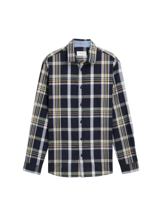 Tom Tailor - Regular Fit Hemd mit Karomuster navy multicol check - Gr. - XL