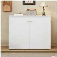 Odikalo Schrankbett Klappbett mit Schreibtisch und Matratze (Klappbett mit drehbarem Schreibtisch und Matratze, platzsparendes Schrankbett mit Rollen, ideal für kleine Räume, Gästezimmer und Homeoffice)
