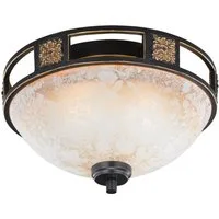TRIO Leuchten LED Deckenleuchte, dimmbar, LED wechselbar, Warmweiß, Landhaus-stil Deckenschalen rustikal Lampenschirm Alabaster-Glas Ø33cm