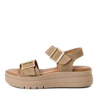 Tamaris - Modische Plateau-Sandale mit verstellbaren Riemen für Damen beige - Gr. - 37
