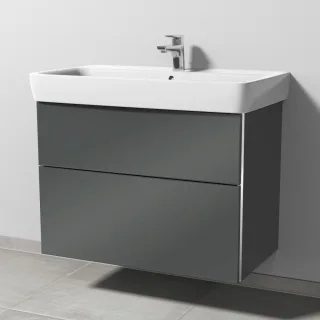 Sanipa 3way Waschtischunterbau zu Geberit Renova Plan Waschtisch mit 2 Auszügen, Anthrazit-Glanz BS87979