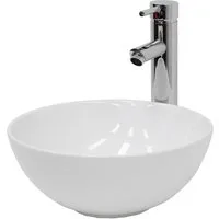 LuxeBath Waschbecken Aufsatzwaschbecken aus Keramik Waschtisch für Badezimmer und Gäste-WC, Aufsatzwaschtisch Spülbecken inkl. Ablaufgarnitur ohne Überlauf Becken