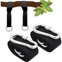AMANKA Deckenhalter Schaukel Befestigung 2 Gurte 300x5 cm bis 300kg, Baum Aufhängung mit Karabiner