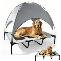 BlingBin Tierbett Hundeliege Outdoor mit Dach, Erhöhtes Hundebett für extra große Hunde, 600D Oxford-Stoff, Kühlendes Haustierliege mit Atmungsaktiv Mesh für Camping