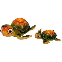 Online-Fuchs Gartenfigur - Deko Figuren 2 süße Schildkröten für Garten, Teich oder auch im Haus, (2er Set, Handbemalt), wetterfest, für den Außenbereich geeignet
