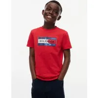 Tommy Hilfiger T-Shirt HILFIGER FLAG GRAPHIC TEE Rundhalsausschnitt, Regular Fit, Kinder bis 16 Jahre