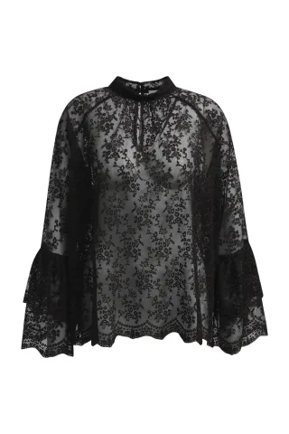 Milano Italy - ragler sleeve blouse with layered sleeves mocca print - Gr. - 42