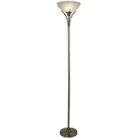Searchlight Stehlampe Linea Stehleuchte - Antikes Messing und Glas, ohne Leuchtmittel