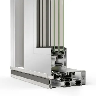 Schüco Hebeschiebetür, ASE 60 Hebeschiebesystem, Aluminium, Anthrazitgrau RAL 7016, zweiteilig, 2000 x 1800 mm, nach Maß