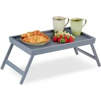relaxdays Tabletttisch Betttablett Bambus grau