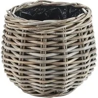 Kobolo Pflanzkübel Pflanzkorb Rattan BOTAN rund Folie ausgeschlagen kubu grey (Stück, 1 Stück), Dm. 25 cm