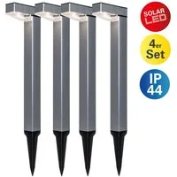 näve LED Solarleuchte Kyoto, LED fest integriert, Neutralweiß, 4er Set L-förmige Leuchten, je H: 42cm, LED neutralweiß, silberfarben