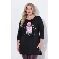 MIAMODA T-Shirt Longshirt Flakon-Motiv mit Zierperlen 3/4-Ärmel