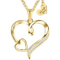 Limana Herzkette noble Halskette Damen 925 Sterling Silber gold mit Herz-Anhänger (Geschenkset Damenkette Weihnachten Muttertag Set, Geschenke für Frauen Valentinstag Frau Freundin), Geburtstag Sie Hochzeitstag Herz Schmuck Liebesgeschenk Liebesbewei