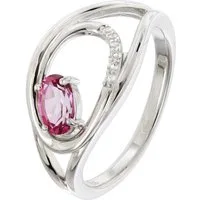 trendor Silberring 21906, Damenring 925 Silber Rhodiniert mit Topas Pink/Weiß