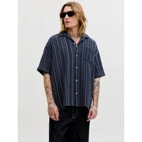 Jack & Jones Kurzarmhemd JJEBRADLEY STRIPED RESORT SHIRT SS LN Baumwolle, loose fit