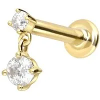 PIERCINGLINE Piercing-Set 14 Karat Gold Labret mit Innengewinde 2 MOISSANITE (Labrets, 1-tlg)